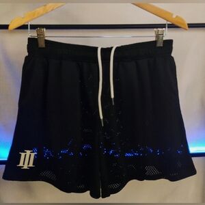 Infinite Men’s Mesh Shorts L Black White Logo Streetwear Athletic